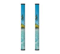 Mexpekil 2 fundas para manija de puerta de refrigerador, isla de playa tropical, verano, océano, palmera, imagen, lavavajillas, Mocrowave, nevera, horno, puerta, decoración, cubierta de manija para