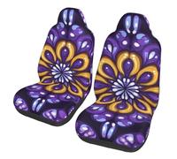 Mexpekil 2 fundas universales para asiento de coche, diseño de flores geométricas, diseño de mandala, accesorios interiores para hombres y mujeres