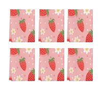 Mexpekil 6 toallas de cocina, estampado de flores de fresa rosa, toallas de mano superabsorbentes, múltiples usos, paño de cocina de secado rápido para té, café, bar, hogar, decoración de cocina