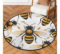 Mexpekil Alfombra redonda para interiores y exteriores, 3 pies, diseño de animales salvajes, abejas, de pelo bajo, antideslizante, para sala de estar, mesa de centro, cocina
