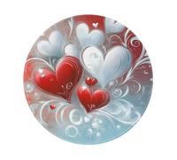 Mexpekil Alfombrilla de ratón con diseño de corazones y amor artístico con base de goma antideslizante, alfombrilla de mouse pequeña redonda con borde cosido, accesorios de escritorio para trabajar y