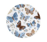 Mexpekil Alfombrilla de ratón con diseño de mariposas azules y marrones con base de goma antideslizante, alfombrilla de mouse pequeña redonda con borde cosido, accesorios de escritorio para trabajar y