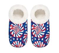 Mexpekil American 4th Of July Blue Red Elements - Pantuflas para mujer, antideslizantes, para mujer, hombre y mujer, American 4 of July Blue Red Elements, Medium ancho