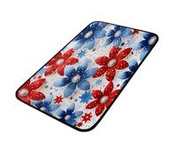 Mexpekil American 4th Of July Flower Felpudo para entrada interior y exterior, 100 x 50 cm, antideslizante, alfombra de cocina para puerta o baño