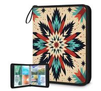 Mexpekil Art Boho - Carpeta floral para tarjetas, 4 bolsillos, con 50 páginas de carga lateral, carpeta de colección de tarjetas para 400 tarjetas, con cremallera, álbum de tarjetas intercambiables