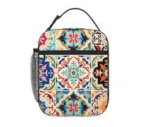 Mexpekil Art Mexican Ceramic Tile Boho Damask - Lonchera aislada