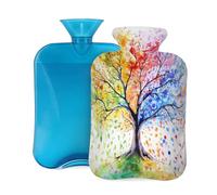 Mexpekil Art Spring Summer Fall Winter Tree - Botella de agua caliente con tapa, bolsa de agua caliente de PVC de 2 litros para aliviar el dolor, pies, espalda, calor