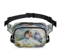 Mexpekil Beauty Comforting a White Horse - Riñonera con cremallera de dos vías, repelente al agua, con correa ajustable, Black