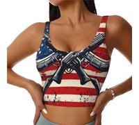 Mexpekil Bee Anchor Flowers - Brasier deportivo para mujer con almohadillas extraíbles, transpirable, sin aros, espalda en U, gimnasio, entrenamiento, para fitness, correr, Arte de pistola de la