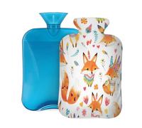 Mexpekil Boho Ethnic Fox - Botella de agua caliente con funda, bolsa de agua caliente de PVC de 2 L para aliviar el dolor, pies, espalda, calor