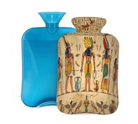 Mexpekil Bolsa de agua caliente con diseño de elementos antiguos de Egipto con funda, bolsa de agua caliente de PVC de 2 L para aliviar el dolor, pies, espalda, calor