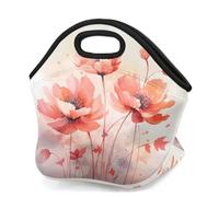 Mexpekil Bolsa de almuerzo de neopreno para mujeres, hombres, adultos, niños, acuarela, flores rosadas, lonchera aislada, bolsa de picnic portátil para el trabajo, camping