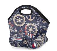 Mexpekil Bolsa de almuerzo de neopreno para mujeres, hombres, adultos, niños, barco, brújula náutica, lonchera aislada, bolsa de picnic portátil para el trabajo, camping