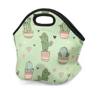 Mexpekil Bolsa de almuerzo de neopreno para mujeres, hombres, adultos, niños, cactus, corazón, aislada, bolsa de picnic portátil para el trabajo, camping