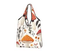 Mexpekil Bolsa de compras plegable, hojas de hongos, plantas silvestres, hojas, reutilizable, impermeable, para compras diarias