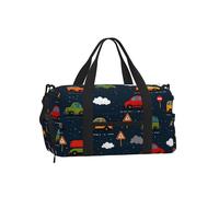 Mexpekil Bolsa de gimnasio con compartimento para zapatos, bolsa de lona impermeable grande para la noche, fin de semana, bolsa de viaje, Cars on the Road, Talla única, Clásico