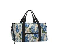 Mexpekil Bolsa de gimnasio con compartimento para zapatos, bolsa de lona impermeable grande para la noche, fin de semana, bolsa de viaje, Azul pequeño floral, Talla única, Clásico