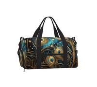 Mexpekil Bolsa de gimnasio con compartimento para zapatos, bolsa de lona impermeable grande para la noche, fin de semana, bolsa de viaje, plumas de pavo real, Talla única, Clásico