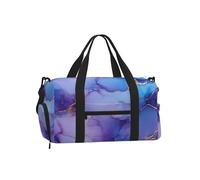 Mexpekil Bolsa de gimnasio con compartimento para zapatos, bolsa de lona impermeable grande para la noche, fin de semana, bolsa de viaje, Tinta de mármol morado y azul, Talla única, Clásico
