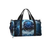 Mexpekil Bolsa de gimnasio con compartimento para zapatos, bolsa de lona impermeable grande para la noche, fin de semana, bolsa de viaje, Balón de fútbol Water Lightning, Talla única, Clásico