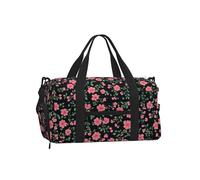 Mexpekil Bolsa de gimnasio con compartimento para zapatos, bolsa de lona impermeable grande para la noche, fin de semana, bolsa de viaje, Rosa pequeño floral, Talla única, Clásico