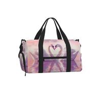 Mexpekil Bolsa de gimnasio con compartimento para zapatos, bolsa de lona impermeable grande para la noche, fin de semana, bolsa de viaje, Pink Swans Love, Talla única, Clásico
