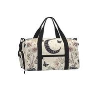 Mexpekil Bolsa de gimnasio con compartimento para zapatos, bolsa de lona impermeable grande para la noche, fin de semana, bolsa de viaje, Boho Moon Floral, Talla única, Clásico
