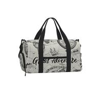 Mexpekil Bolsa de gimnasio con compartimento para zapatos, bolsa de lona impermeable grande para la noche, fin de semana, bolsa de viaje, Mapa de brújula de aventura, Talla única, Clásico
