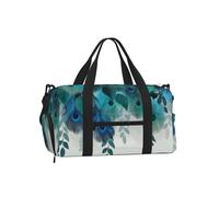 Mexpekil Bolsa de gimnasio con compartimento para zapatos, bolsa de lona impermeable grande para la noche, fin de semana, bolsa de viaje, Plumas de pavo real verde azulado para colgar, Talla única