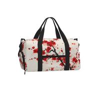 Mexpekil Bolsa de gimnasio con compartimento para zapatos, bolsa de lona impermeable grande para la noche, fin de semana, bolsa de viaje, Flores rojas de tinta china, Talla única, Clásico