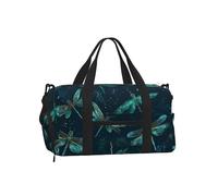Mexpekil Bolsa de gimnasio con compartimento para zapatos, bolsa de lona impermeable grande para la noche, fin de semana, bolsa de viaje, Alas de remolino de libélulas, Talla única, Clásico