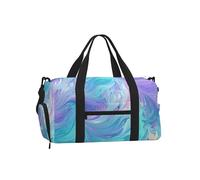 Mexpekil Bolsa de gimnasio con compartimento para zapatos, bolsa de lona impermeable grande para la noche, fin de semana, bolsa de viaje, Líquido azul y morado, Talla única, Clásico