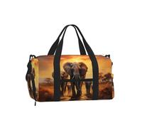 Mexpekil Bolsa de gimnasio con compartimento para zapatos, bolsa de lona impermeable grande para la noche, fin de semana, bolsa de viaje, Migración de elefantes, Talla única, Clásico