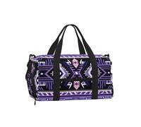 Mexpekil Bolsa de gimnasio con compartimento para zapatos, bolsa de lona impermeable grande para la noche, fin de semana, bolsa de viaje, Estampado azteca morado, Talla única, Clásico
