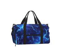 Mexpekil Bolsa de gimnasio con compartimento para zapatos, bolsa de lona impermeable grande para la noche, fin de semana, bolsa de viaje, Blue Lightning Art, Talla única, Clásico