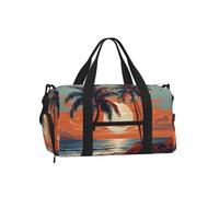 Mexpekil Bolsa de gimnasio con compartimento para zapatos, bolsa de lona impermeable grande para la noche, fin de semana, bolsa de viaje, Paisaje de árbol de playa, Talla única, Clásico