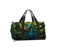 Mexpekil Bolsa de gimnasio con compartimento para zapatos, bolsa de lona impermeable grande para la noche, fin de semana, bolsa de viaje, Arte de pavo real, Talla única, Clásico