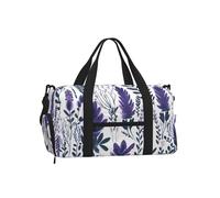 Mexpekil Bolsa de gimnasio con compartimento para zapatos, bolsa de lona impermeable grande para la noche, fin de semana, bolsa de viaje, Lavanda Floral Morado, Talla única, Clásico