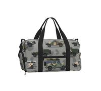 Mexpekil Bolsa de gimnasio con compartimento para zapatos, bolsa de lona impermeable grande para la noche, fin de semana, bolsa de viaje, Tema de vehículos militares, Talla única, Clásico