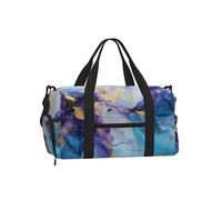 Mexpekil Bolsa de gimnasio con compartimento para zapatos, bolsa de lona impermeable grande para la noche, fin de semana, bolsa de viaje, Mármol Azul Morado, Talla única, Clásico