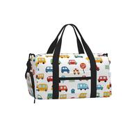 Mexpekil Bolsa de gimnasio con compartimento para zapatos, bolsa de lona impermeable grande para la noche, fin de semana, bolsa de viaje, Colorful Cars Trucks Street, Talla única, Clásico