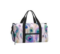 Mexpekil Bolsa de gimnasio con compartimento para zapatos, bolsa de lona impermeable grande para la noche, fin de semana, bolsa de viaje, Plumas de pavo real coloridas, Talla única, Clásico