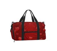 Mexpekil Bolsa de gimnasio con compartimento para zapatos, bolsa de lona impermeable grande para la noche, fin de semana, bolsa de viaje, Corazones rojos en remolino, Talla única, Clásico
