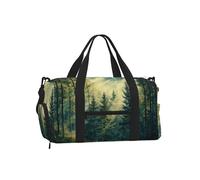 Mexpekil Bolsa de gimnasio con compartimento para zapatos, bolsa de lona impermeable grande para la noche, fin de semana, bolsa de viaje, Árbol del bosque con luz solar, Talla única, Clásico