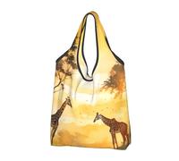 Mexpekil Bolsa de la compra plegable, diseño de jirafa africana, reutilizable, impermeable, para compras diarias