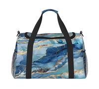 Mexpekil Bolsa de lona abstracta con estampado de mármol verde azulado líquido, bolsa de viaje para hombre y mujer, bolsa de deporte para fin de semana, durante la noche, gimnasio, bolsa de