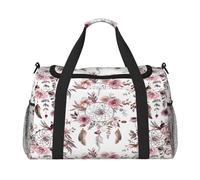 Mexpekil Bolsa de lona bohemia con diseño de atrapasueños, diseño floral, para hombre y mujer, para deportes, fin de semana, durante la noche, gimnasio, bolsa de transporte, multicolor, 19.7x10.2x13