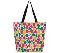 Mexpekil Bolsa de lona colorida con huevos de Pascua para mujeres y niñas, bolsas de compras reutilizables grandes para mujer, bolsa de hombro multiusos