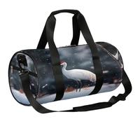 Mexpekil Bolsa de lona con compartimento para zapatos, grúas impermeables en la nieve, invierno, mochila de viaje para fitness, gimnasio, viajes de fin de semana, Cranes in Snow Winter Animal
