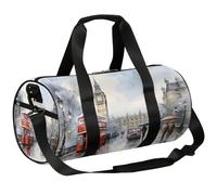 Mexpekil Bolsa de lona con compartimento para zapatos, impermeable Big Ben UK Red Bus, estilo caricatura, mochila de viaje para fitness, gimnasio, viajes de fin de semana, Big Ben Reino Unido, diseño